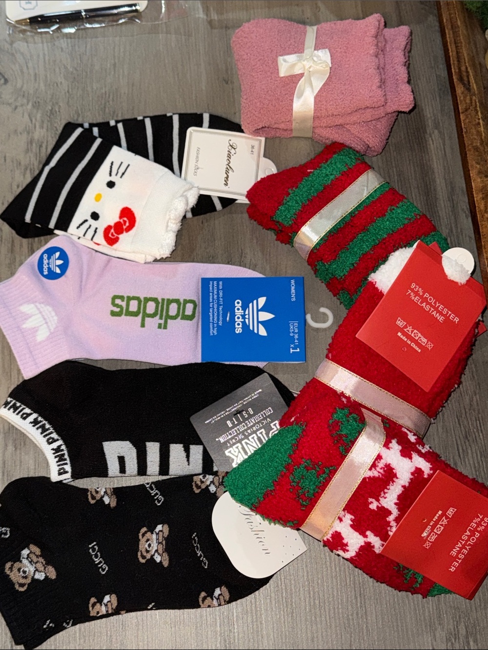 Socks, CHOOSE ONE For $9 OR 3 for $20 Fuzzy Sock, Pink, Adidas, Hello Kitty